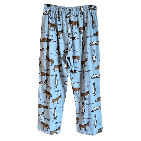 Lazy One “Lazy Ass” Unisex Cotton PJ Pants Loungewear Light Blue XL - Picture 5 of 6